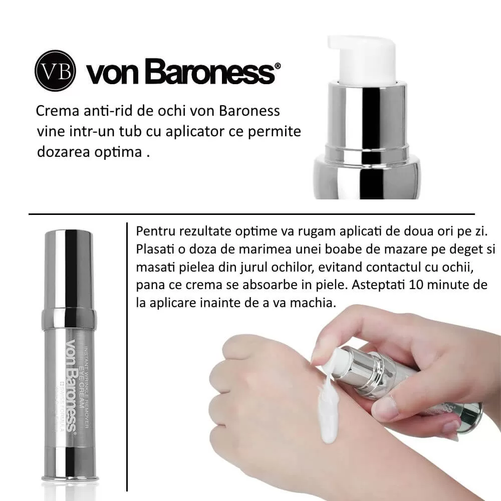 instructiuni folosire crema antirid pentru ochi von Baroness